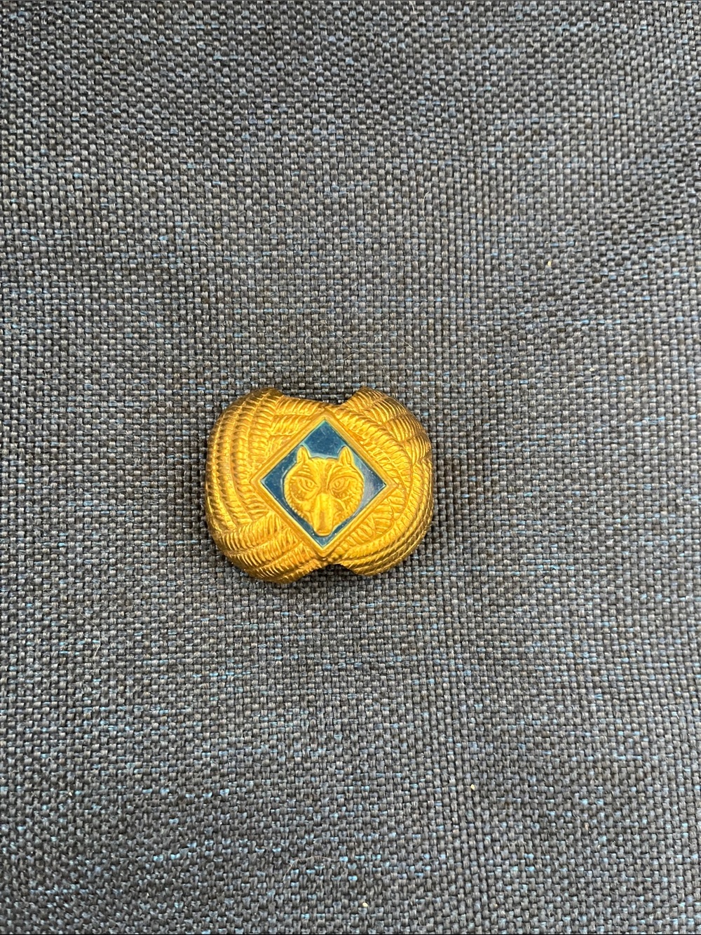 Vintage Boy Scout Wolf rank neckerchief slide.